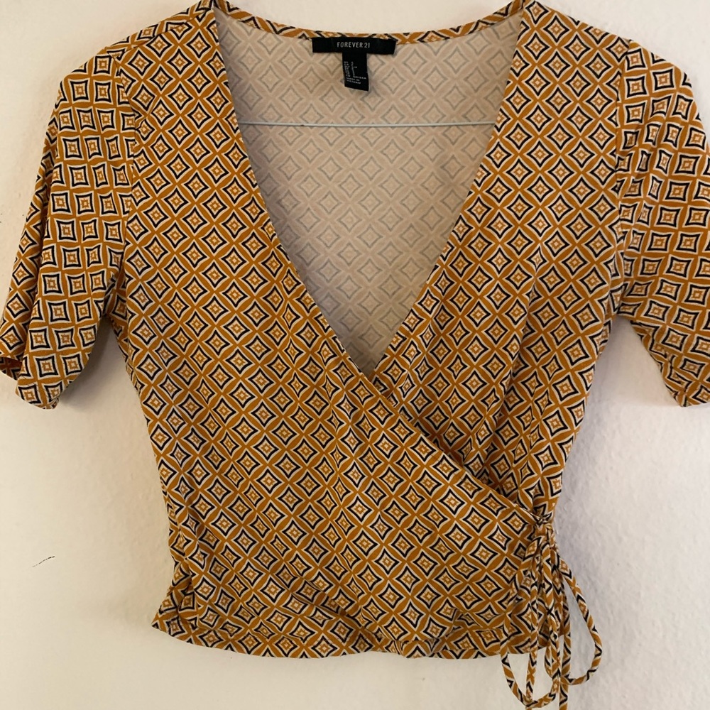 Yellow Tie Up Crop Top Forever21